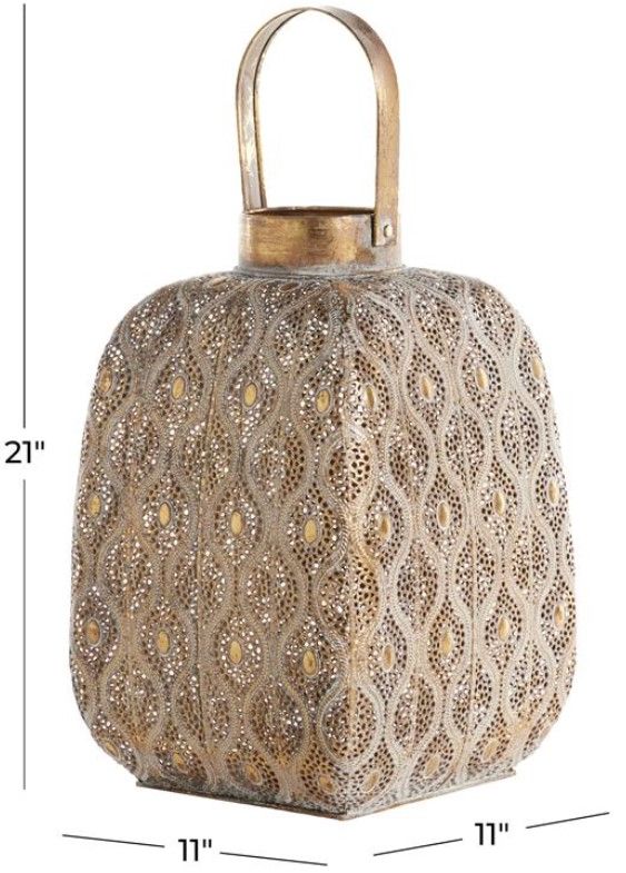 Deco Marche Gold Candle Lantern with Handle-2