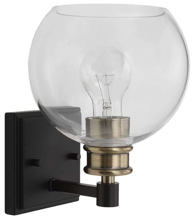 Uttermost® Kent Edison Antique Brass/Matte Black 1-Light Sconce-0