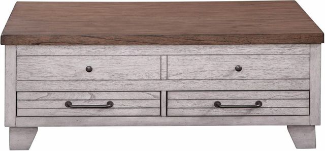 Steve Silver Co. Bear Creek Honey Smoke Lift-Top Cocktail Table with White Base-2