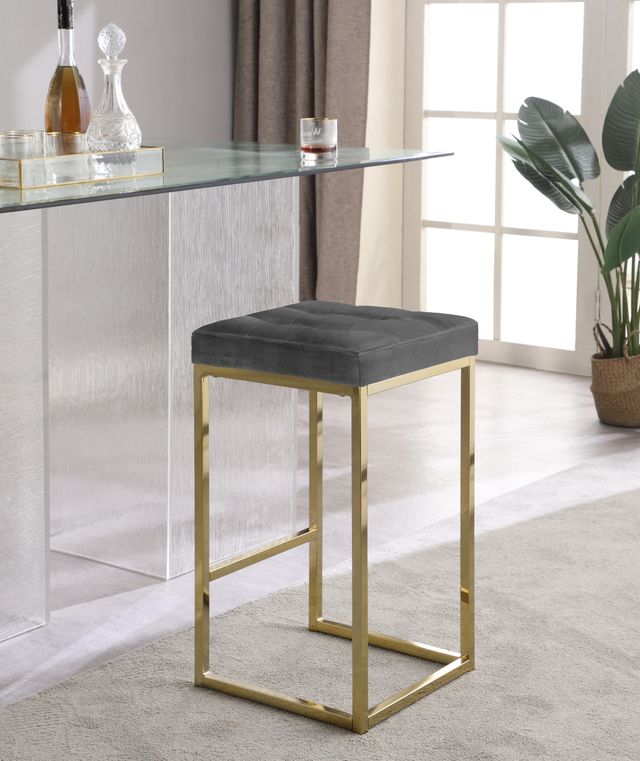 Meridian Furniture Nicola Gray Velvet Counter Stool-3