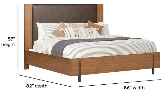 Flexsteel® Lincoln Brown/Walnut King Upholstered Panel Bed-2