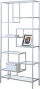 Monarch Specialties Inc. 72" L Silver Metal with Tempered Glass Bookcase-0