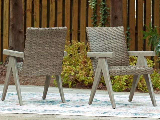 Signature Design by Ashley® Cliff Trails Beige Aluminum Outdoor Arm Chair-5