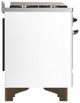 Ilve® Majestic III 36" White Pro Style Dual Fuel Natural Gas Range with Solid Door and Burnished Trim-4