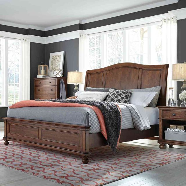 aspenhome® Oxford Whiskey Brown Queen Sleigh Bed-2