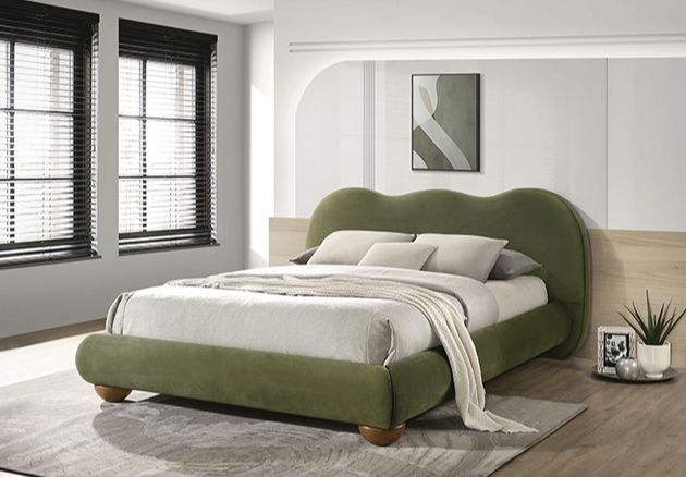 Furniture of America® Finamore Olive Green Queen Panel Bed-2