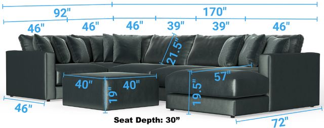 Jackson Furniture Remington 6-Piece Pine U-Shape Sectional with Ottoman-2