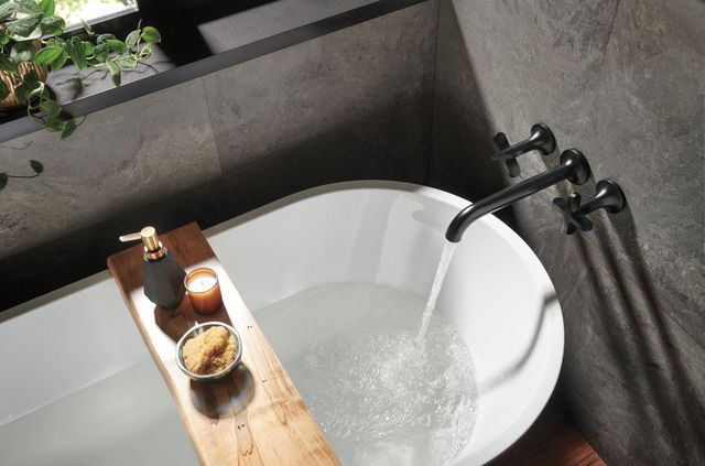 Brizo Jason Wu Matte Black Wall Mount Tub Filler Cross Handles-2