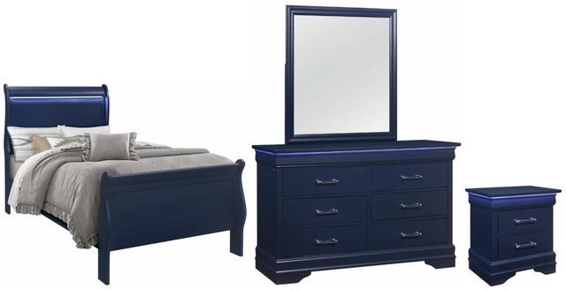 Global Furniture USA Charlie 4-Piece Blue Twin Bedroom Set-0