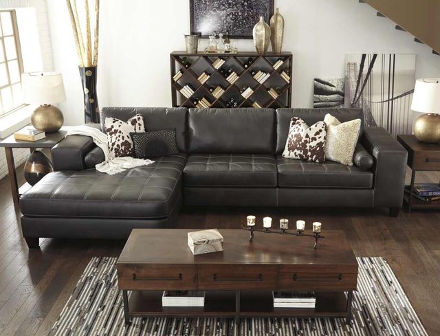 Signature Design by Ashley® Nokomis 2-Piece Charcoal Left-Arm Facing Sectional with Chaise-1