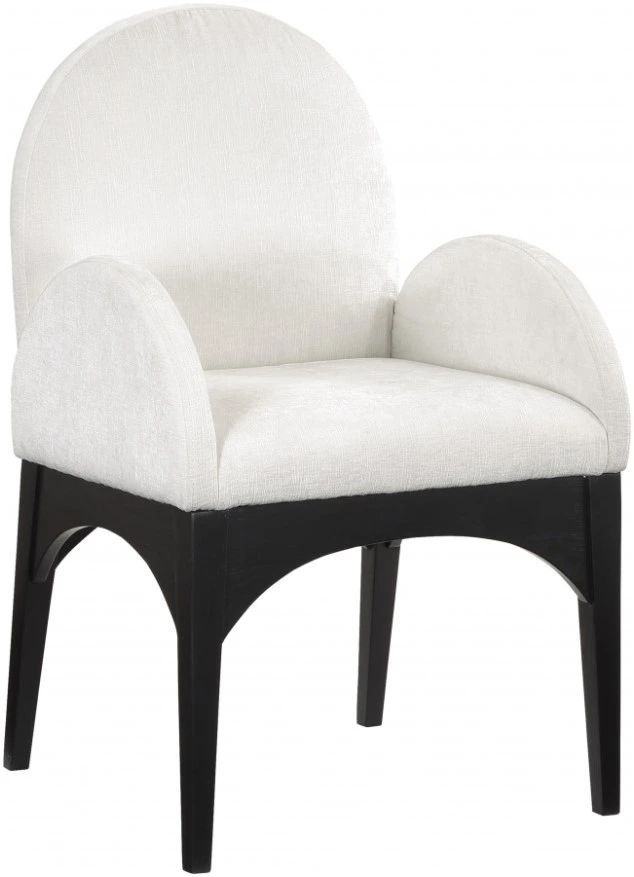 Meridian Furniture Waldorf Cream/Black Chenille Upholstered Dining Arm Chair-0