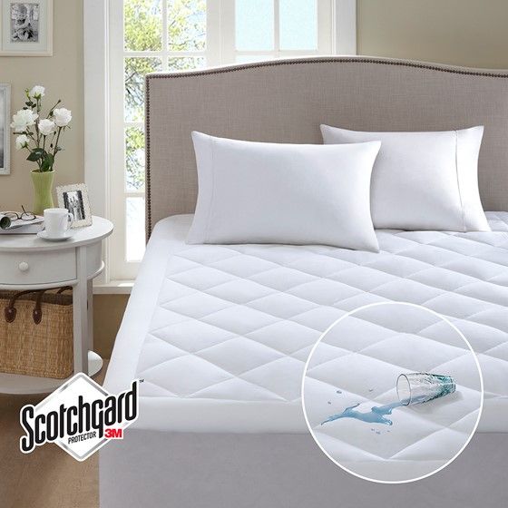 Olliix by Sleep Philosophy White Twin XL Serenity 3M Scotchgard Waterproof Mattress Pad-1
