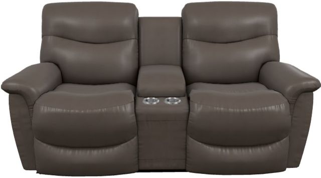 La-Z-Boy® James Walnut Leather Power Reclining Loveseat with Console and Headrest-1