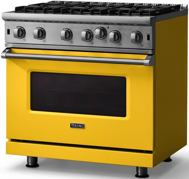 Viking® 5 Series 36" Daffodil Pro Style Natural Gas Range-2