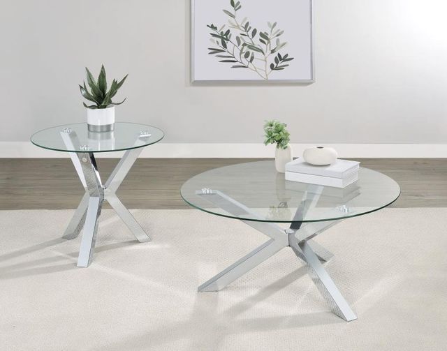 Coaster® Kenzie Tempered Glass Top End Table with Chrome Base-4