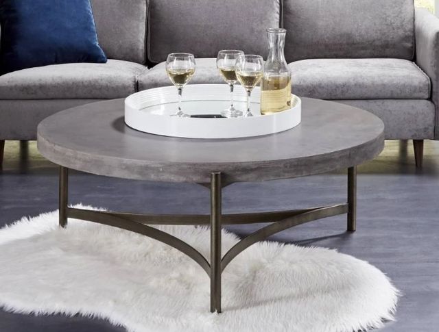 Modus Furniture Lyon Natural Coffee Table with Brushed Bronze Base-1