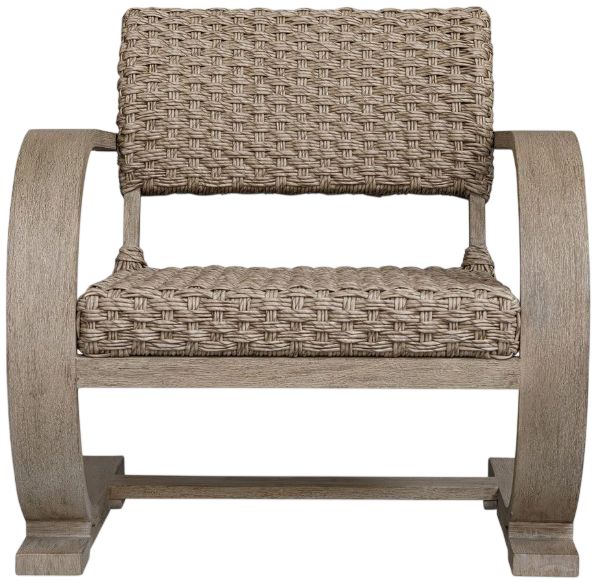 Uttermost® Rehema Cerused Wheat Wicker/Wooden Outdoor Lounge Chair-4