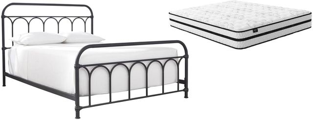 Signature Design by Ashley® Nashburg 2-Piece Black/White Queen Metal Bed Set-0