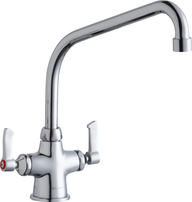 Elkay Chrome Single Hole Concealed Deck Faucet with 10" High Arc Spout and 2" Lever Handles-0