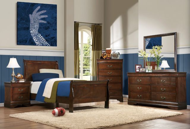 Homelegance® Mayville Brown Cherry Twin Sleigh Bed-1