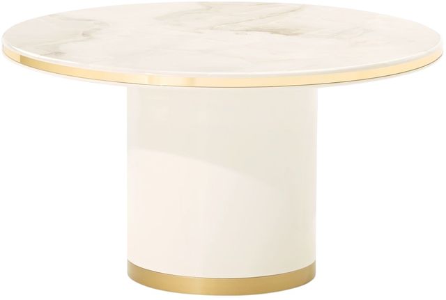 Michael Amini® Gineverra Ivory Gold Round Cocktail Table-0