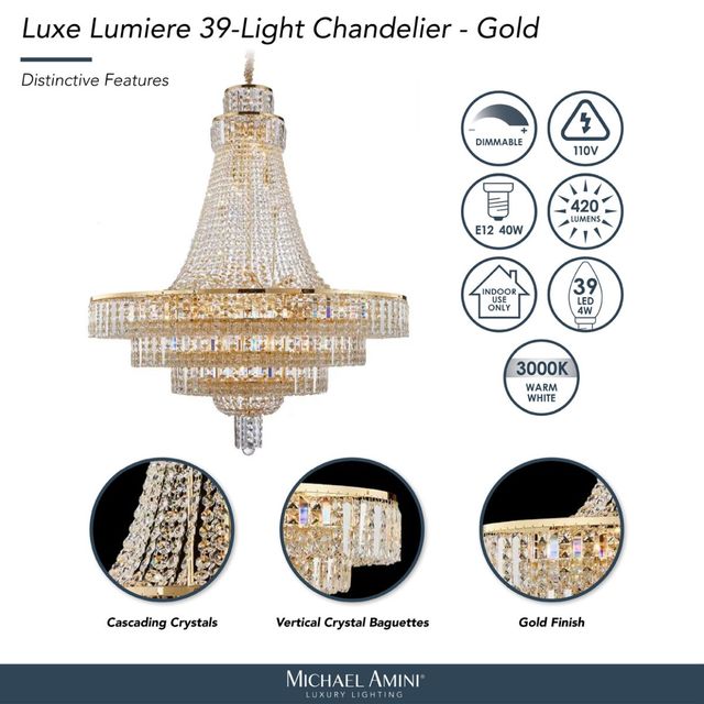 Michael Amini® Luxe Lumiere Gold 39-Light Chandelier-3