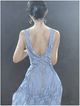 Classy Living Dramatic Lady in Blue Dress Wall Art-0