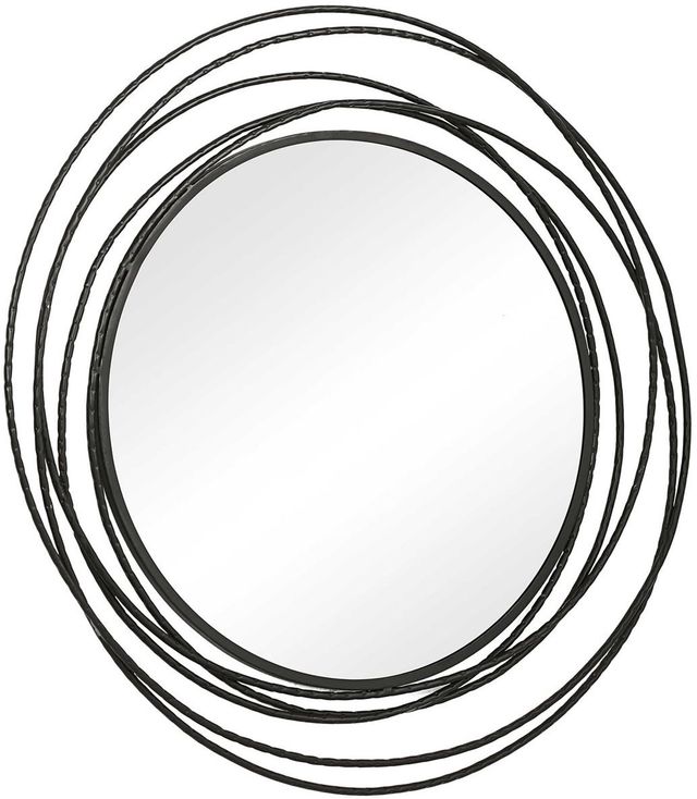Uttermost® Whirlwind Satin Black Round Mirror-4