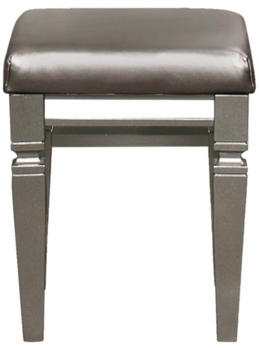 Homelegance® Tamsin Gray/Silver Metallic Vanity Stool-2