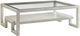 Lexington Home Oyster Bay Saddlebrook Clear Top Cocktail Table with White Base -0