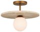 Currey & Company Apricity Antique Brass/Frosted White Semi-Flush Mount-0