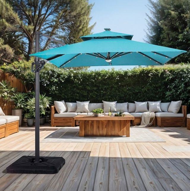 Furniture of America® Xico Red Aluminum/Fabric Outdoor Patio Umbrella and Base-1