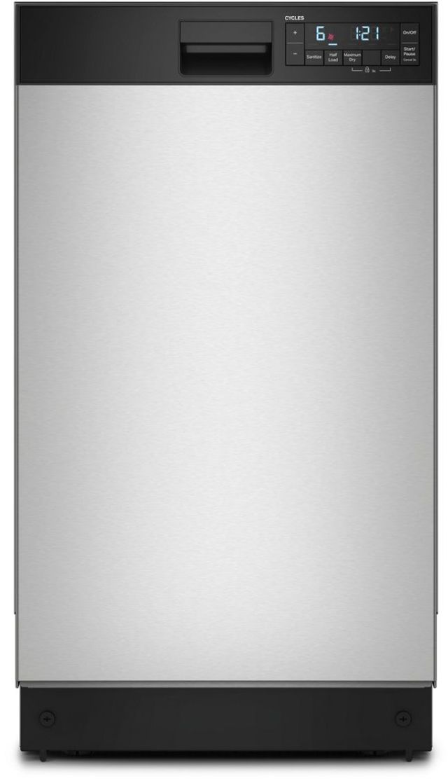 Whirlpool® 18" Stainless Steel Front Control Built-In Dishwasher with Half Load Cycle and Triple Spray Arms-0