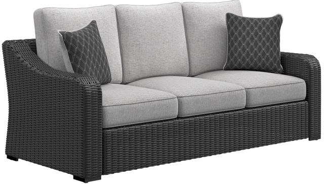 Signature Design by Ashley® Beachcroft Black/Light Gray Outdoor Fabric/Resin Wicker Sofa