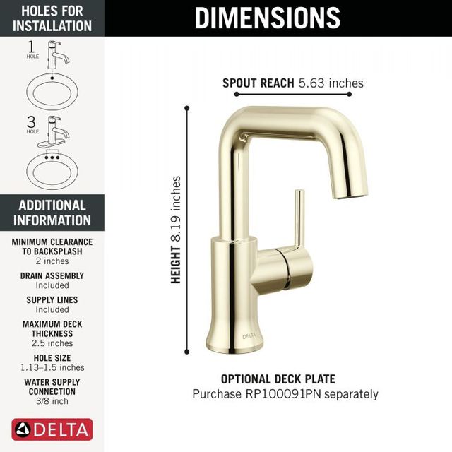 Delta Trinsic® Polished Nickel Single Handle Lever Bathroom Faucet-3