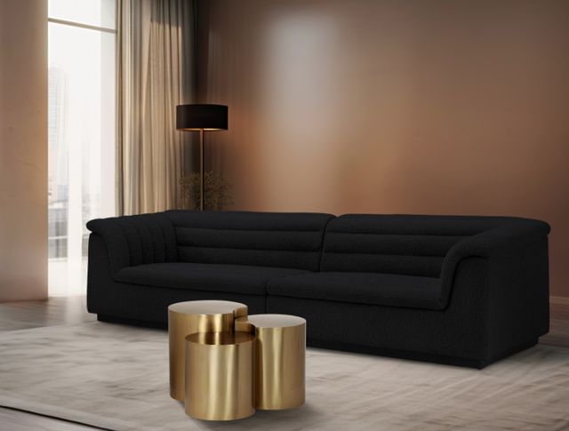 Meridian Furniture Dimple 3-Piece Brushed Gold Nesting Table Set-4