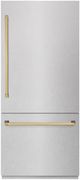 ZLINE Autograph Edition 36" 19.8 Cu. Ft. Satin Stainless Steel Built-In Bottom Freezer Refrigerator with Polished Gold Accents-0