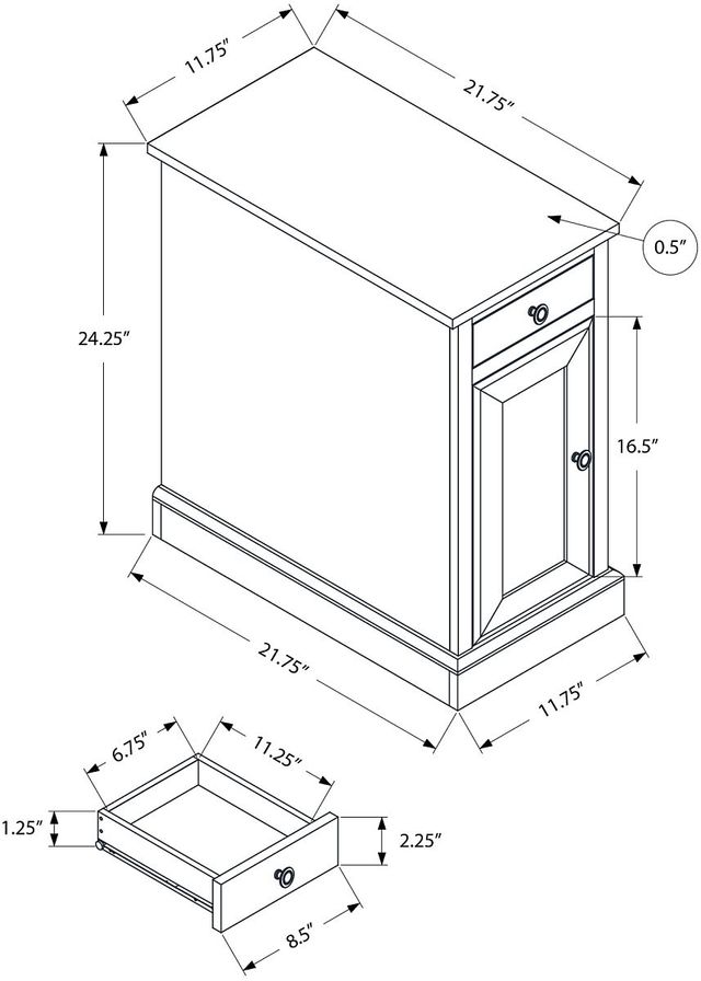 Monarch Specialties Inc. Espresso Veneer Narrow Accent Table-1