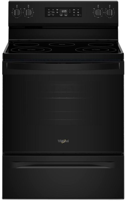 Whirlpool® 30" Black Freestanding Glass-Top Electric Range with Air Cooking Technology-0