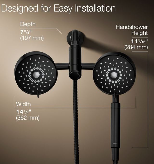 KOHLER® Purist® Matte Black 2.5 GPM 2-in-1 Multifunction Shower Combo Kit-3