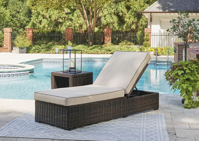 Signature Design by Ashley® Coastline Bay Brown Aluminum/Fabric/Resin Outdoor Chaise Lounge with Cushion-4