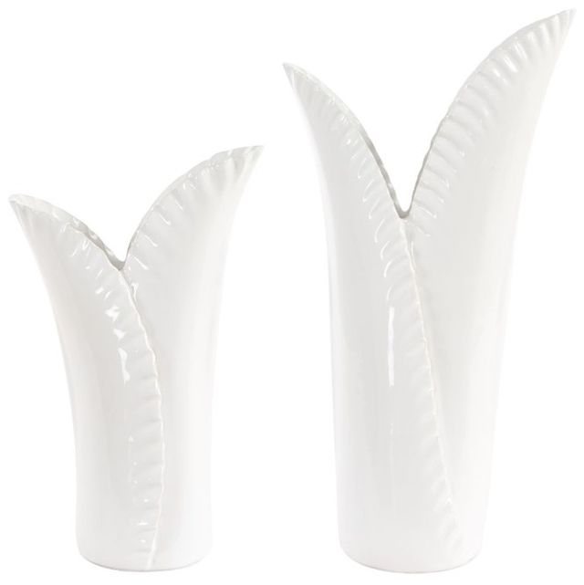 Uttermost® Leafscape 2-Piece White Vases Set-0