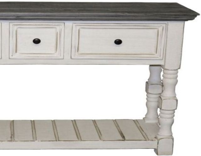 Million Dollar Rustic Cottage Weathered White Sofa Table-1
