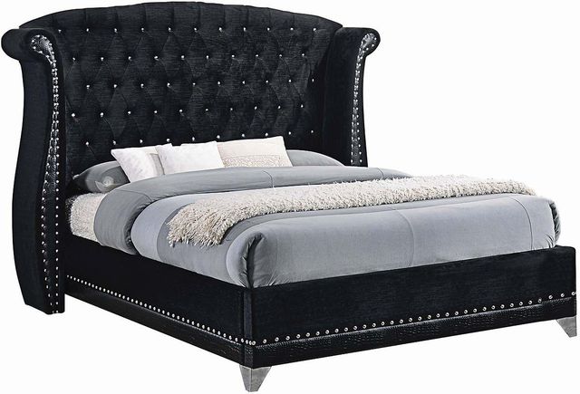 Coaster® Barzini Black/Chrome King Upholstered Bed-0