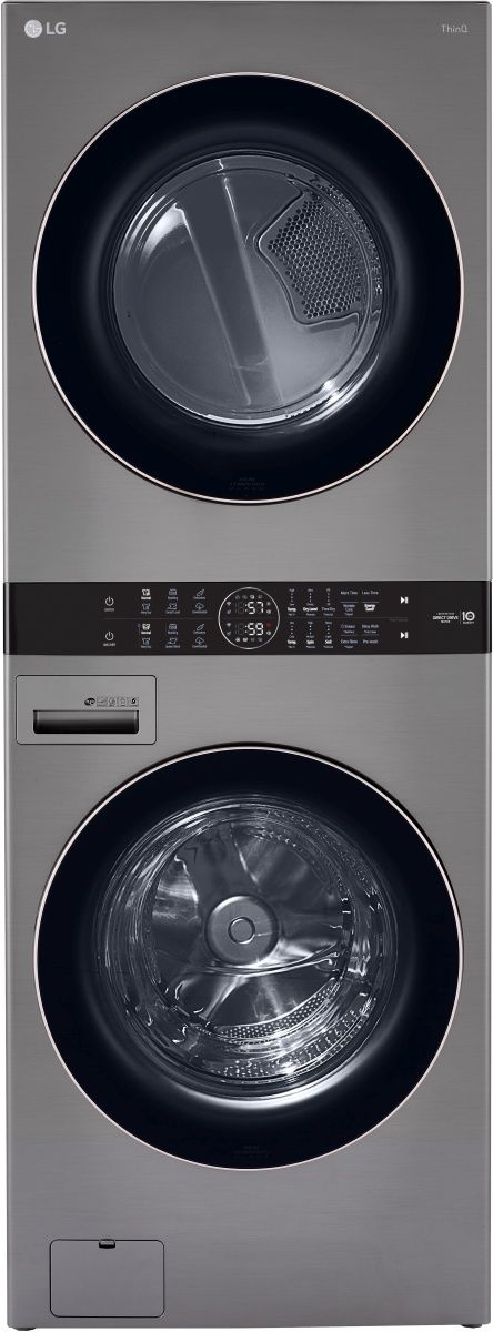 LG 4.5 Cu. Ft. Washer, 7.4 Cu. Ft. Electric Dryer Graphite Steel Front Load Stack Laundry-0