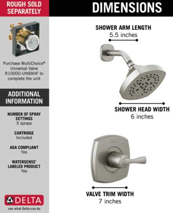 Delta Stryke® 14 Series Lumicoat® Stainless 7" Shower Only-1