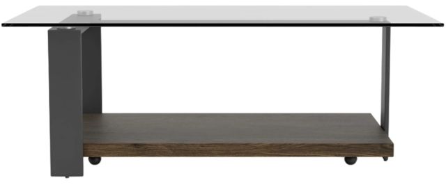 Riverside Furniture Cortland Tempered Glass Coffee Table with Saddle Oak Base-4