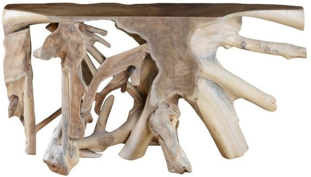 Classic Home Cypress Natural White Wash Root Console Table-2