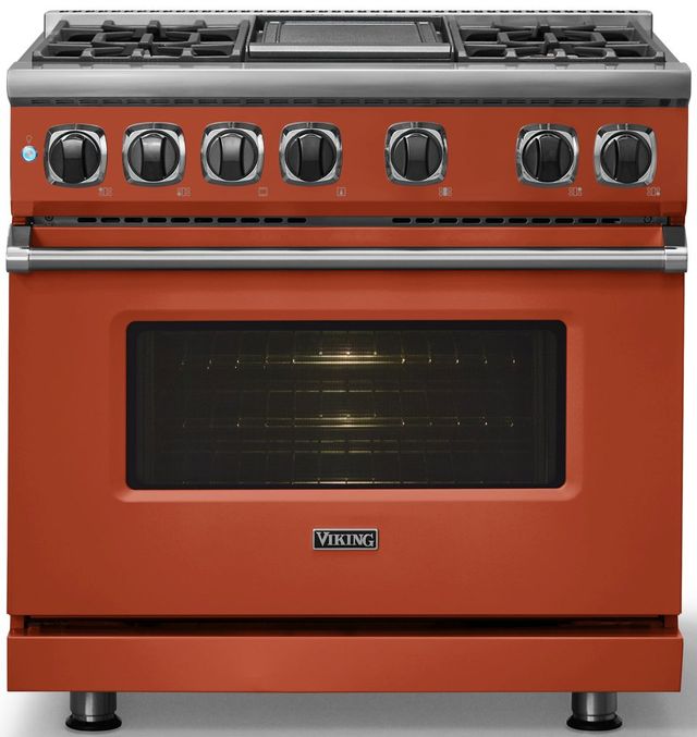 Viking® 7 Series 36" Spiced Cider Pro Style Dual Fuel Range with Griddle-2