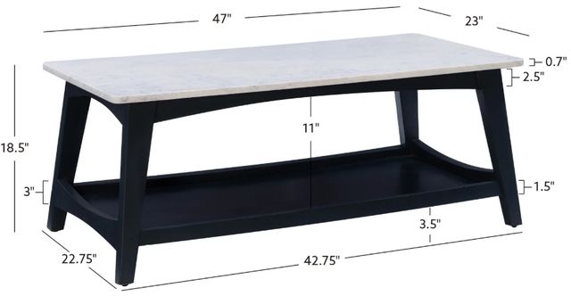Powell® Quincey White Coffee Table with Dark Gray Base-2